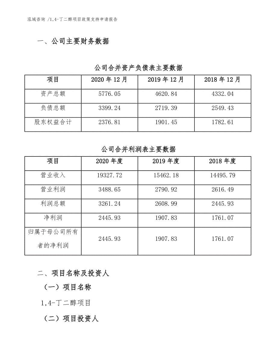 14-丁二醇项目政策支持申请报告（范文参考）_第5页