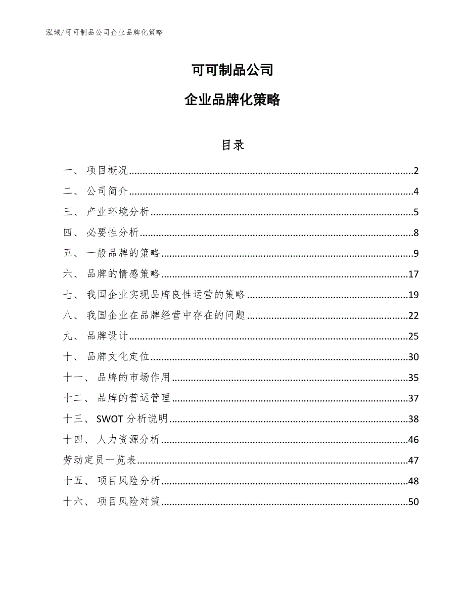 可可制品公司企业品牌化策略_第1页