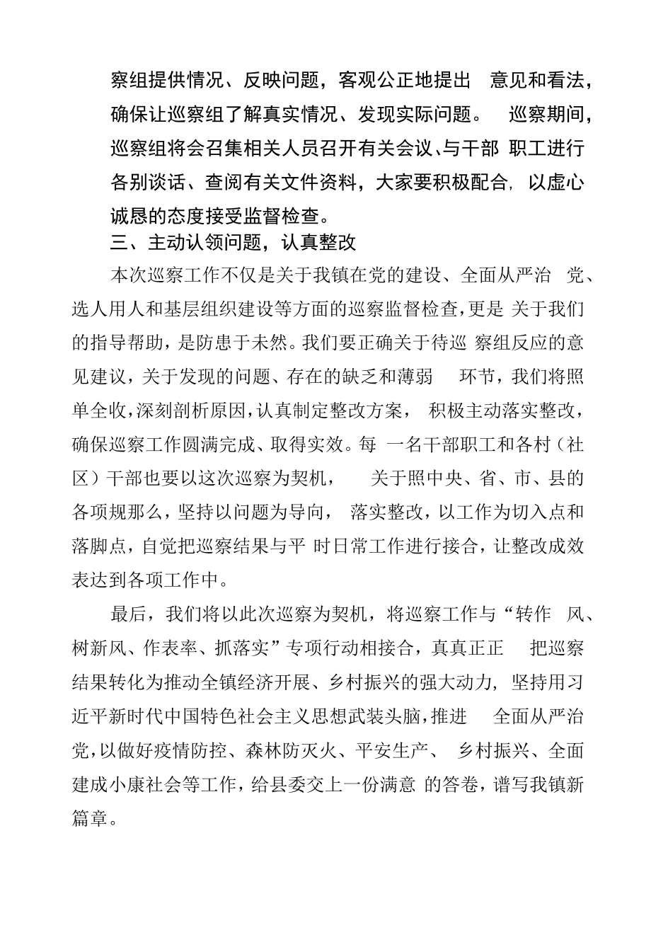 在巡察乡镇党委工作动员会上的表态发言_第2页