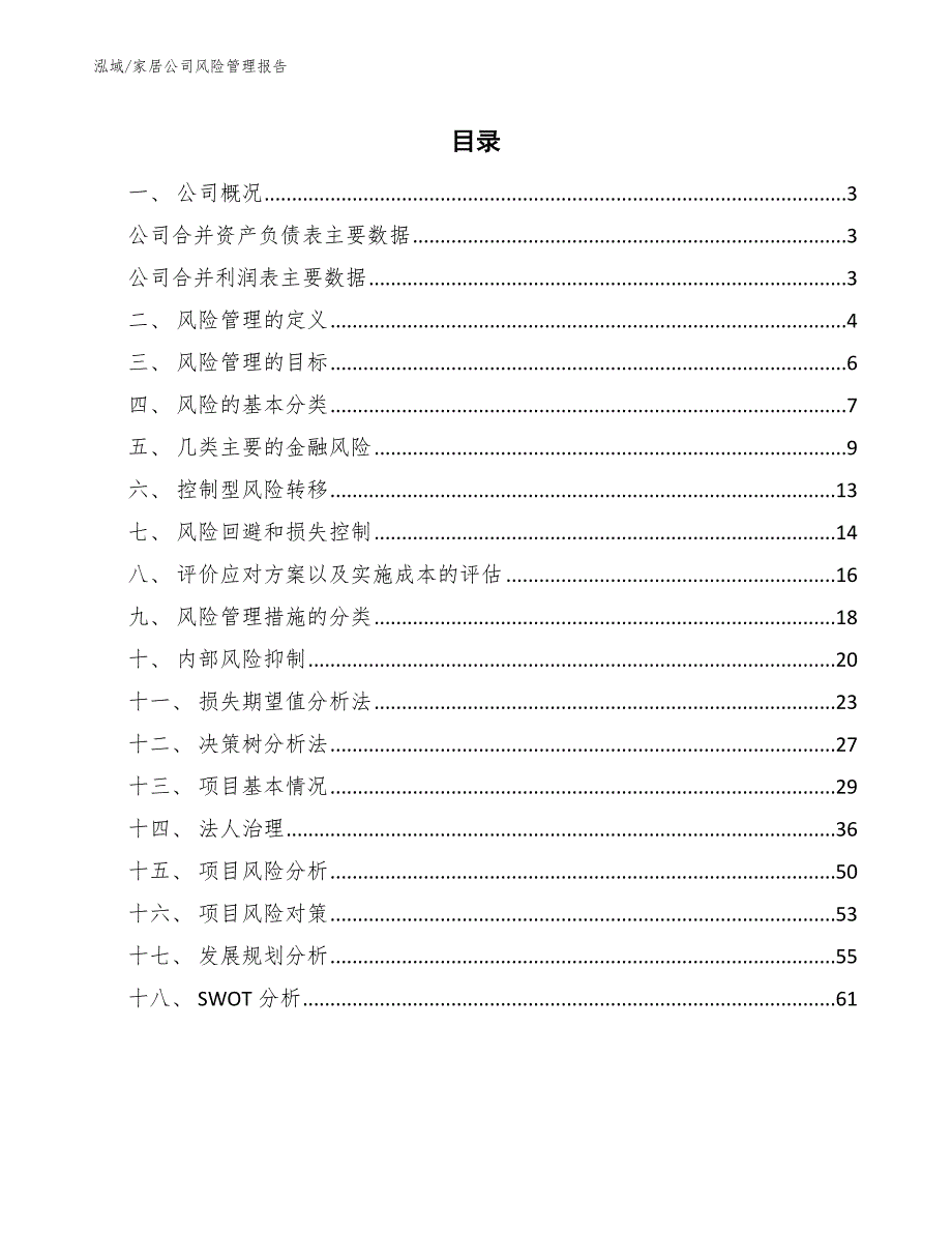 家居公司风险管理报告_范文_第2页