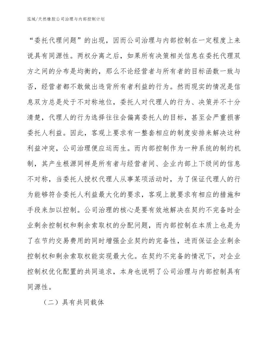 天然橡胶公司治理与内部控制计划_第5页