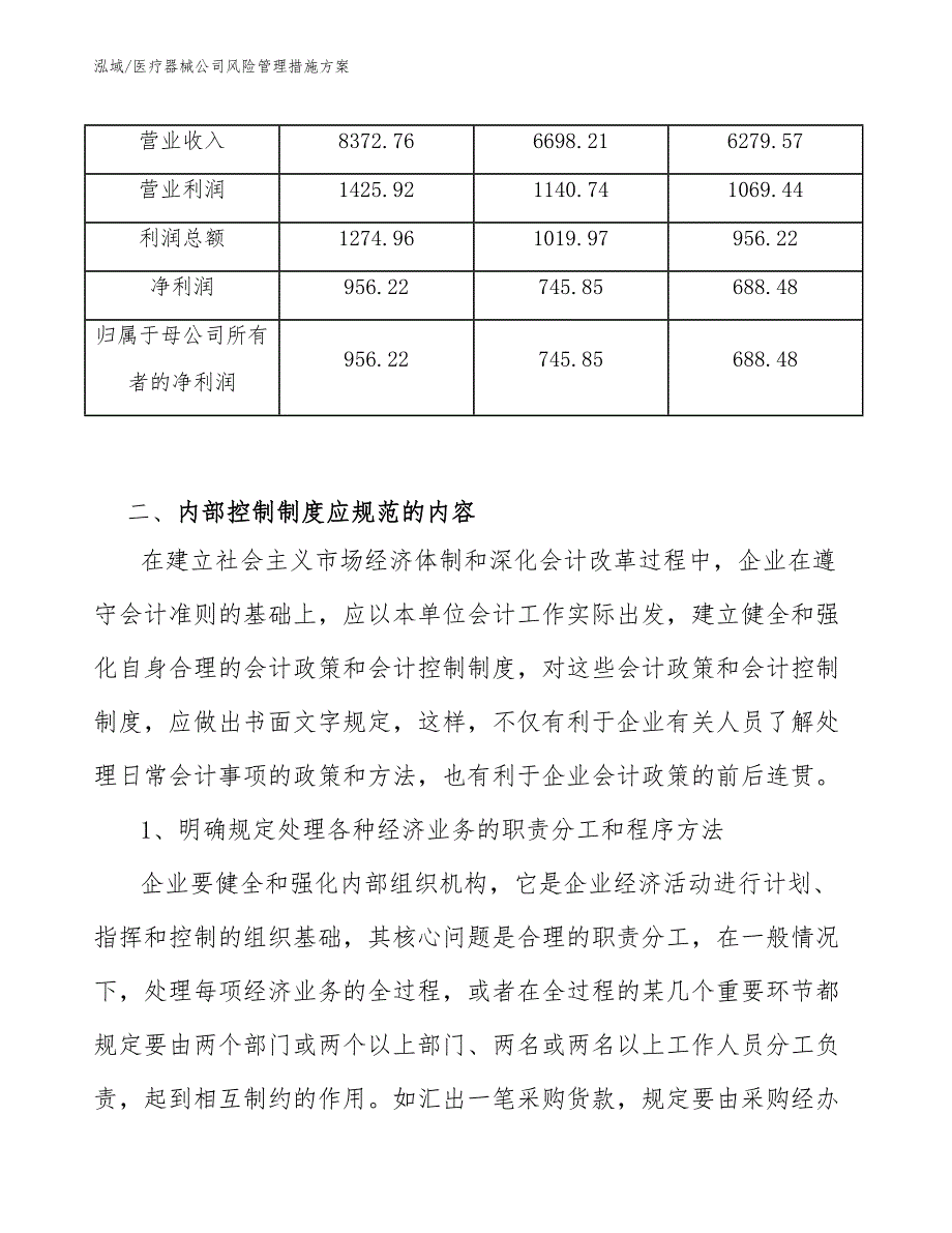 医疗器械公司风险管理措施方案_范文_第4页