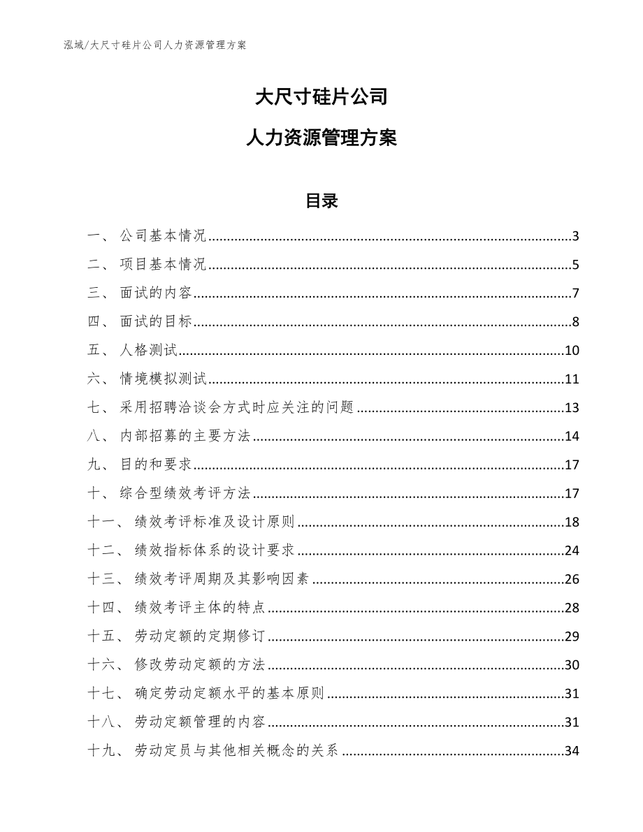 大尺寸硅片公司人力资源管理方案_第1页