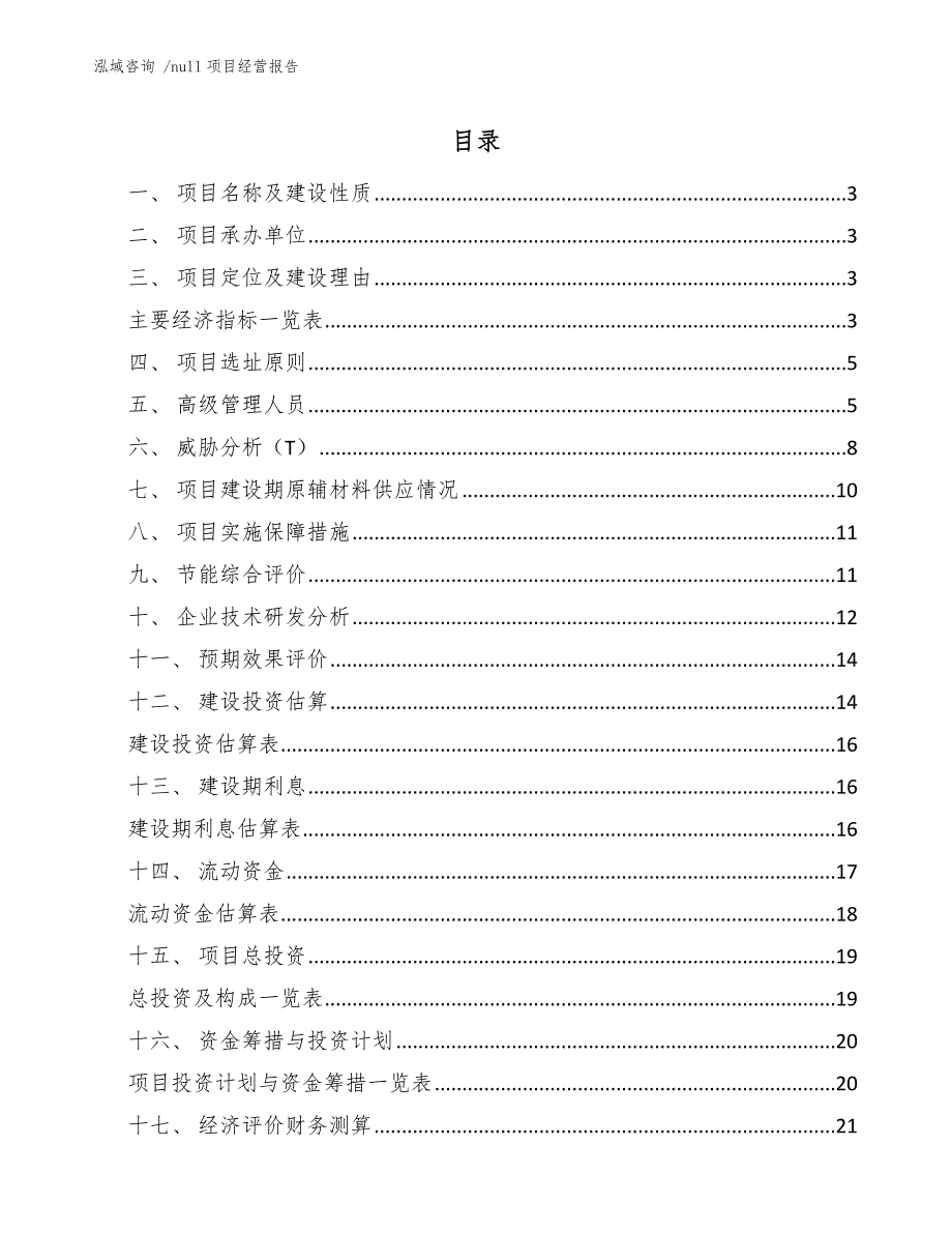 null项目经营报告_范文参考_第1页