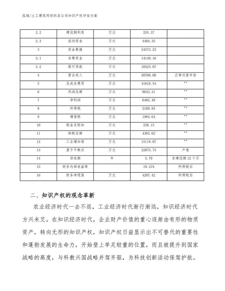 土工建筑用纺织品公司知识产权评估方案（范文）_第5页