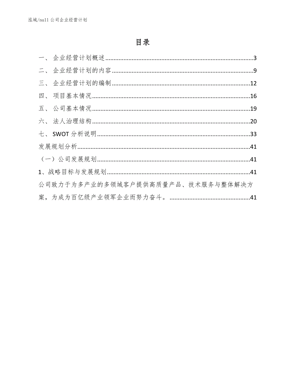 null公司企业经营计划_第2页