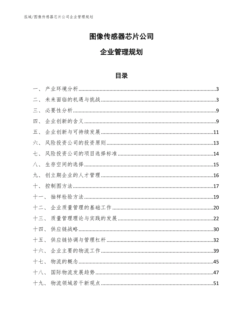 图像传感器芯片公司企业管理规划（参考）_第1页