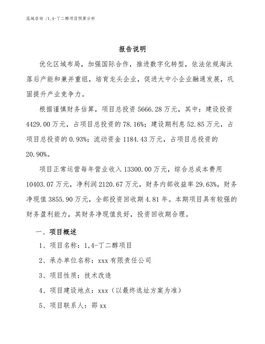 14-丁二醇项目预算分析_第3页