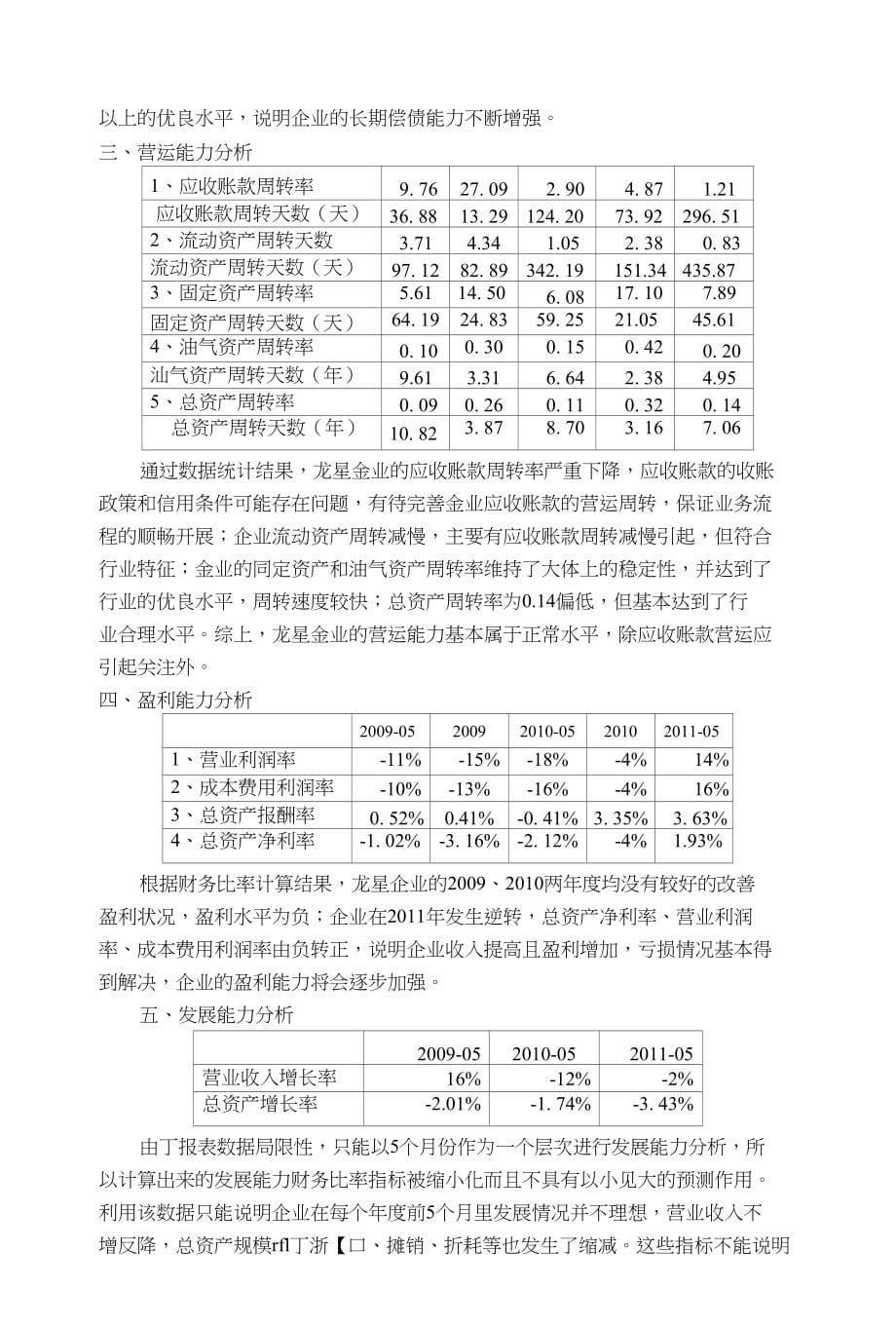 龙星财务报表分析_第5页