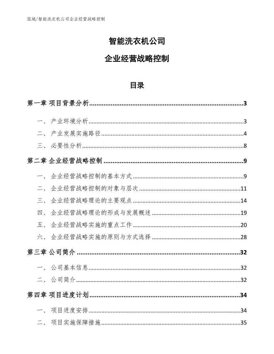 智能洗衣机公司企业经营战略控制_第1页