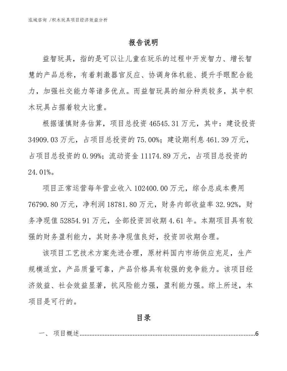 积木玩具项目经济效益分析-（参考范文）_第2页