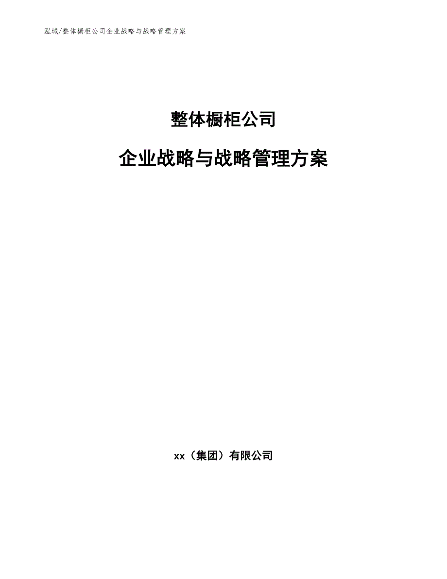 整体橱柜公司企业战略与战略管理方案【参考】_第1页