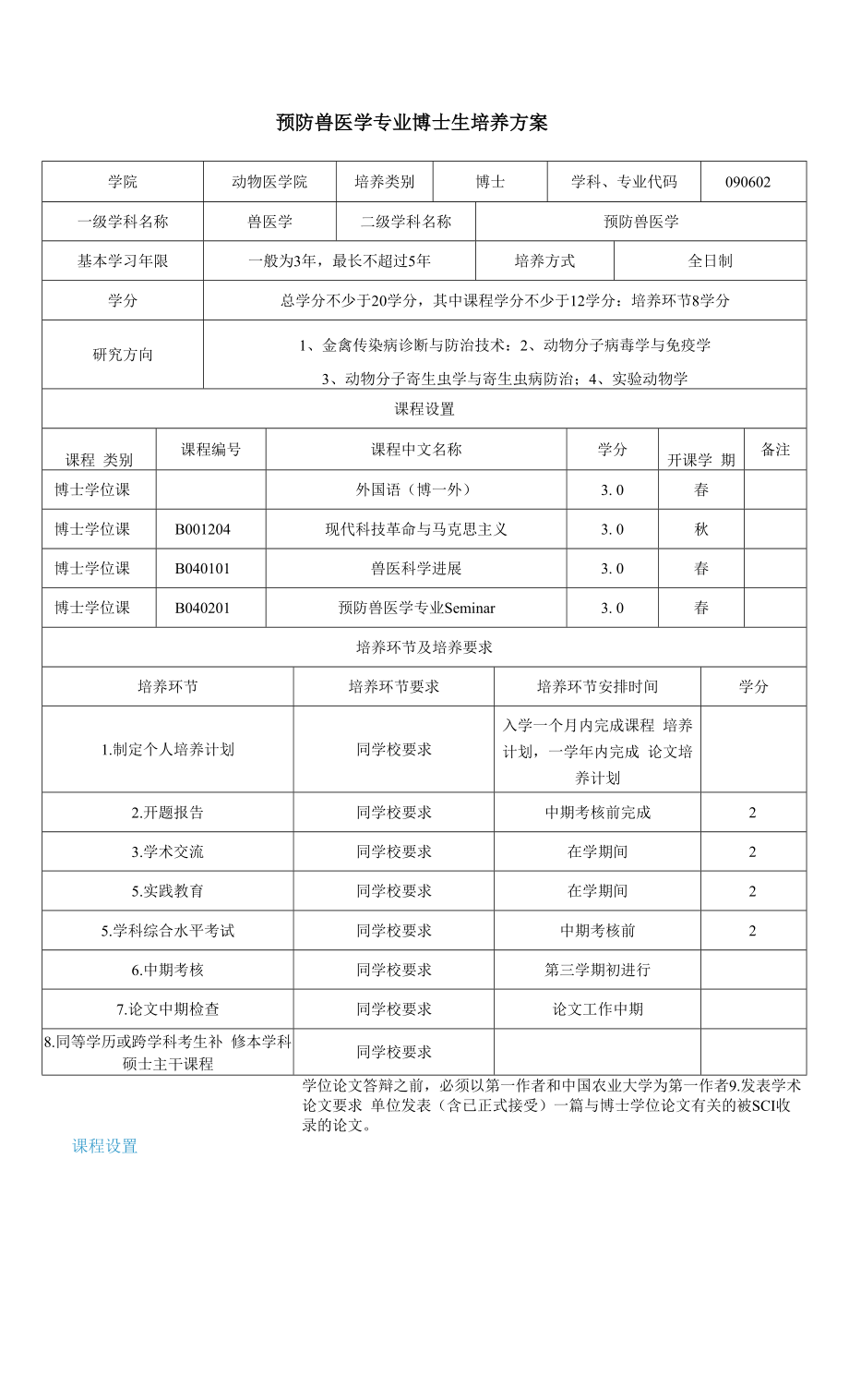 预防兽医学专业博士生培养方案_第1页