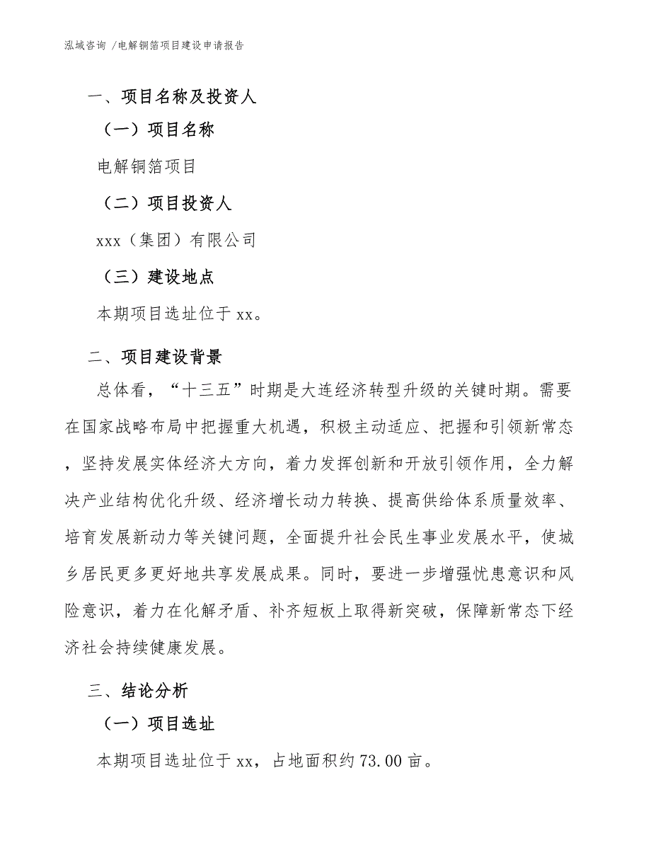 电解铜箔项目建设申请报告_模板范文_第4页