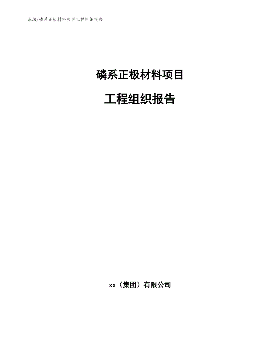 磷系正极材料项目工程组织报告_第1页