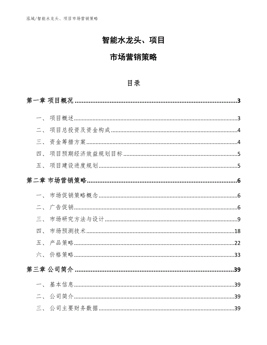 智能水龙头、项目市场营销策略（范文）_第1页