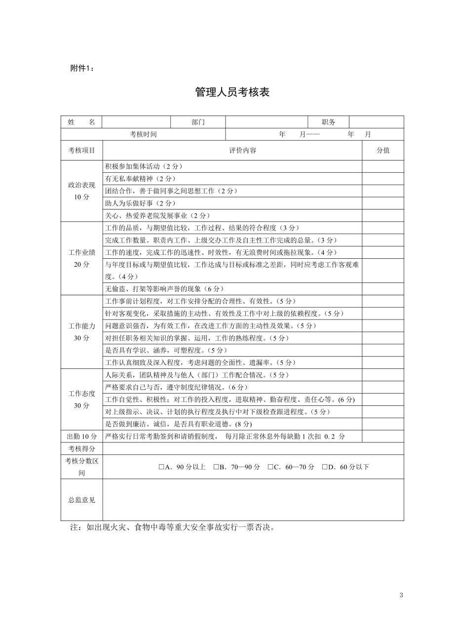 养老机构绩效考核管理制度_第3页