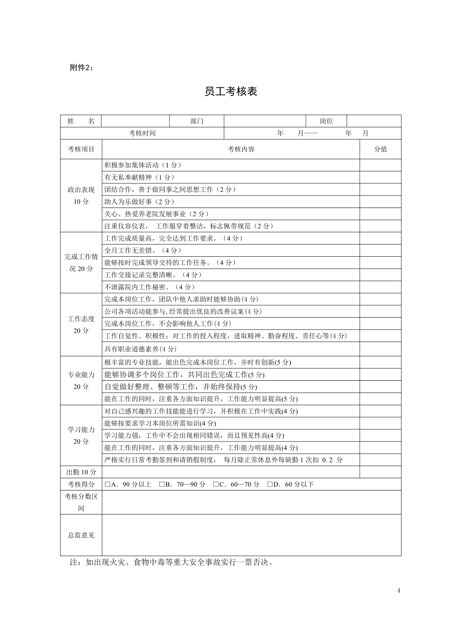 养老机构绩效考核管理制度_第4页