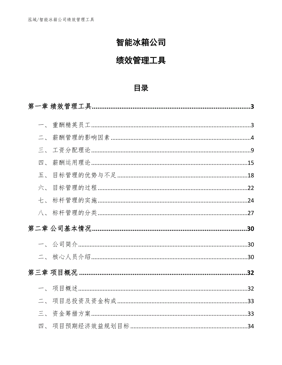 智能冰箱公司绩效管理工具【范文】_第1页