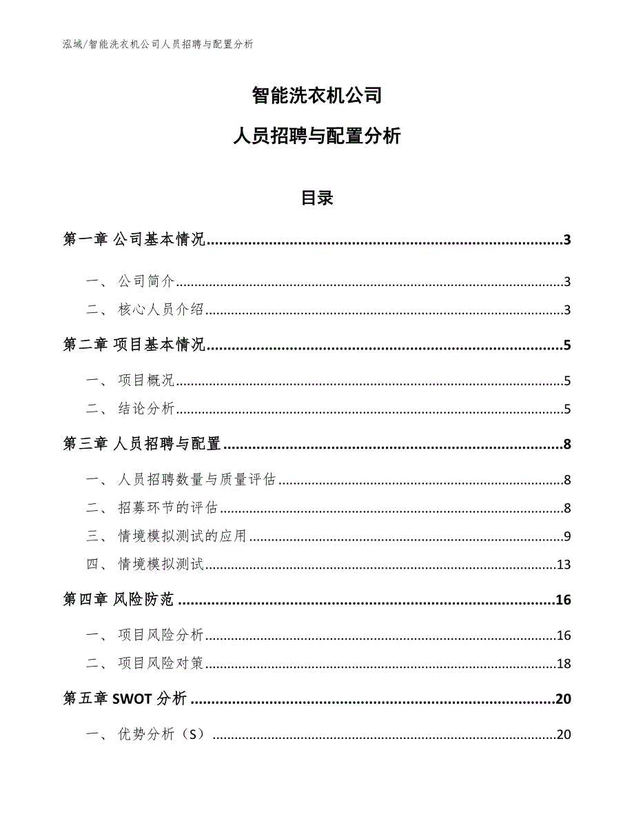 智能洗衣机公司人员招聘与配置分析（参考）_第1页