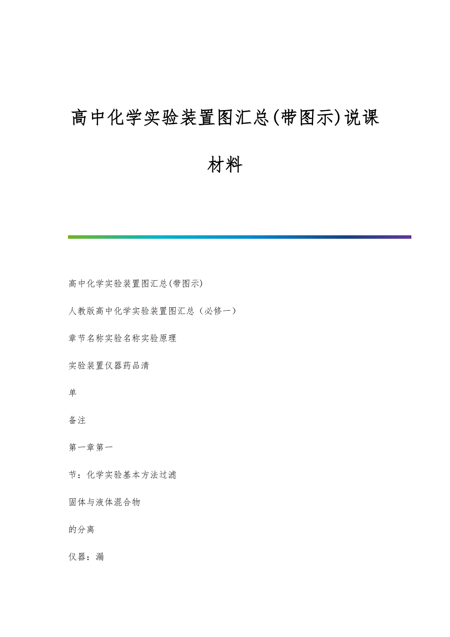 高中化学实验装置图汇总(带图示)说课材料_第1页