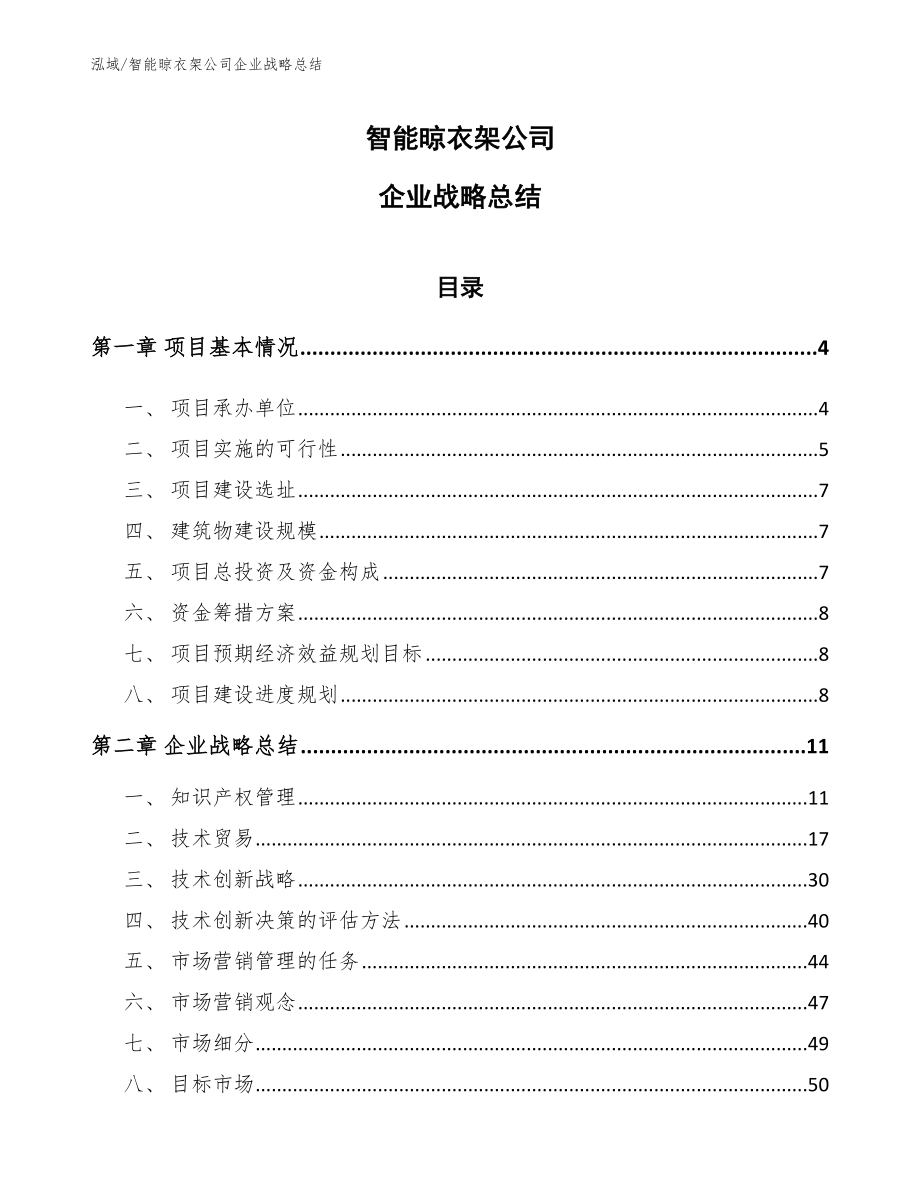 智能晾衣架公司企业战略总结_第1页