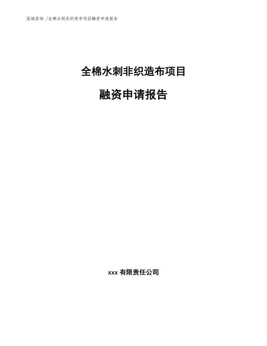 全棉水刺非织造布项目融资申请报告-（模板范文）_第1页