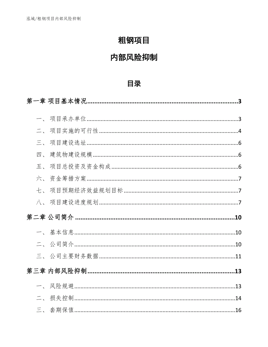 粗钢项目内部风险抑制_范文_第1页