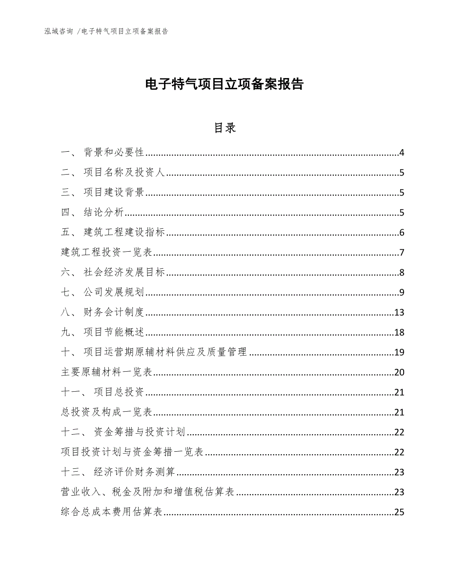 电子特气项目立项备案报告_模板范本_第1页