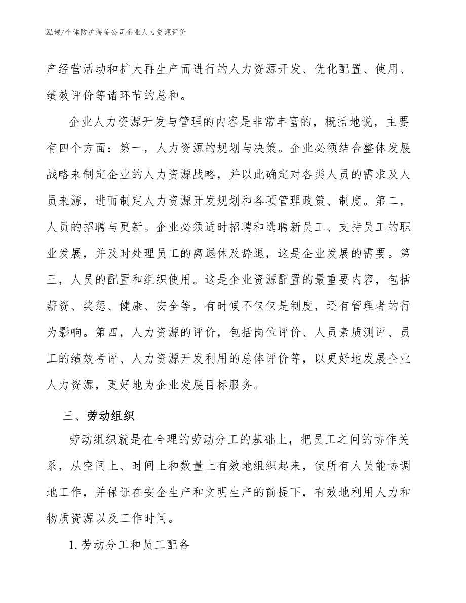 个体防护装备公司企业人力资源评价【参考】_第4页