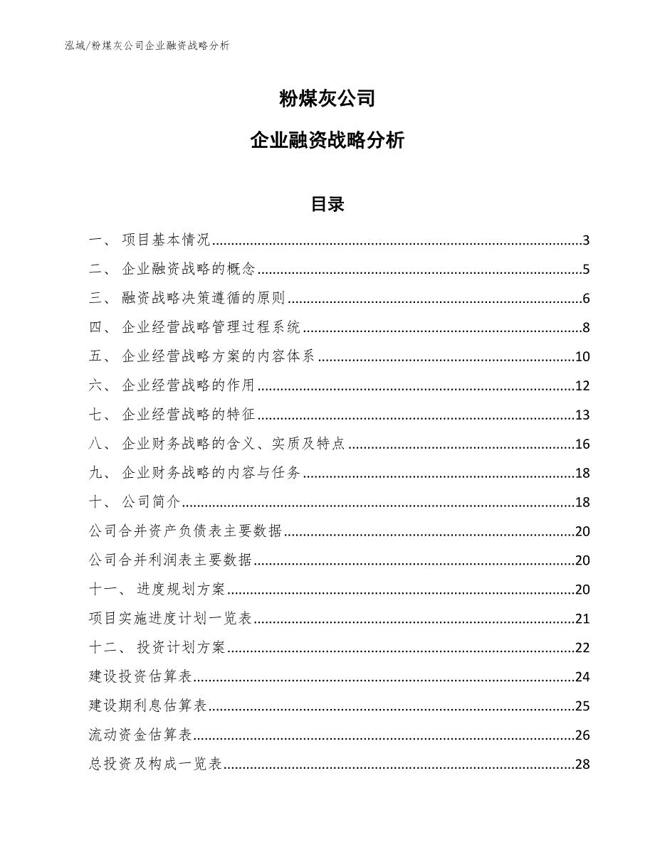 粉煤灰公司企业融资战略分析_参考_第1页