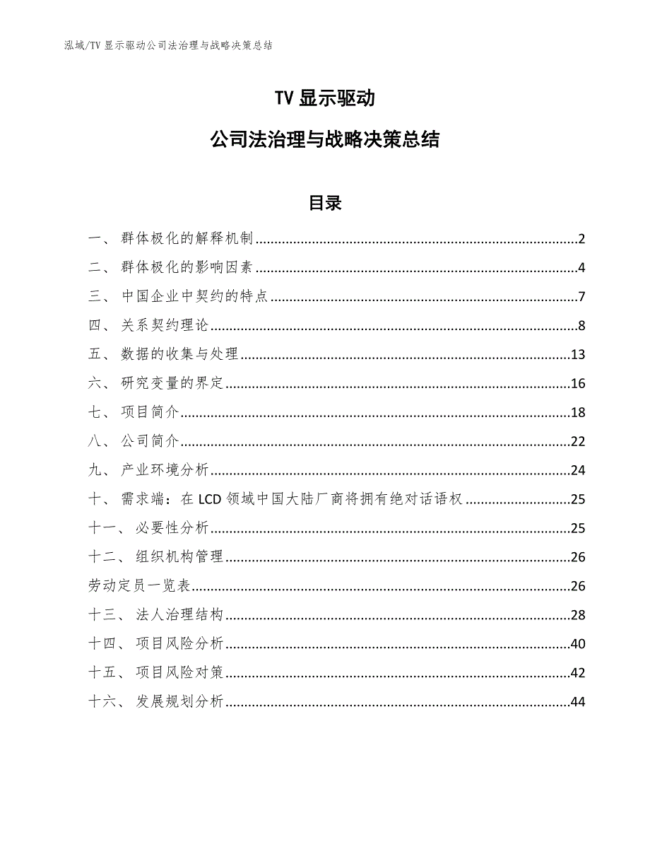 TV显示驱动公司法治理与战略决策总结_第1页