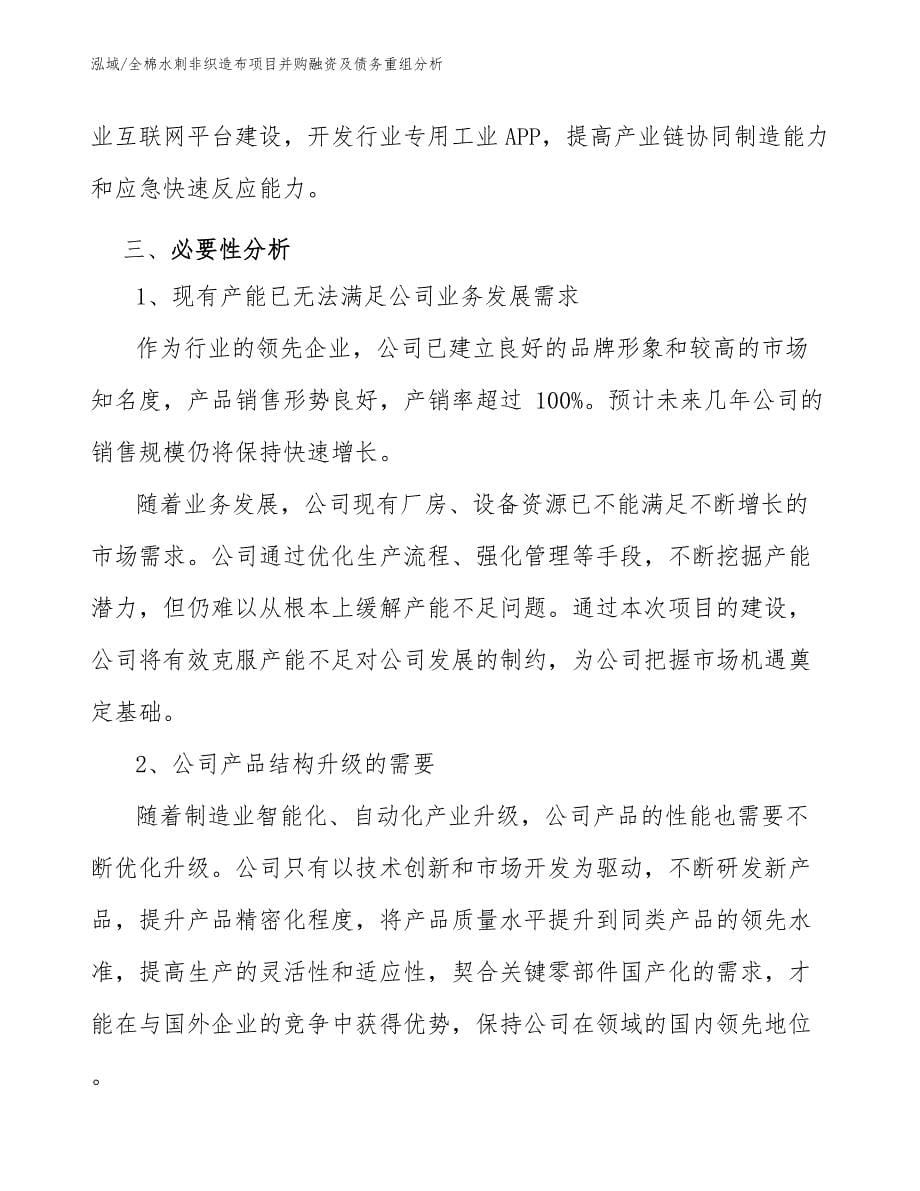 全棉水刺非织造布项目并购融资及债务重组分析（参考）_第5页