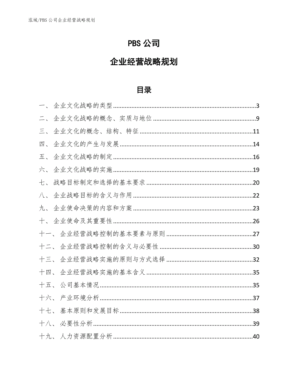 PBS公司企业经营战略规划_范文_第1页