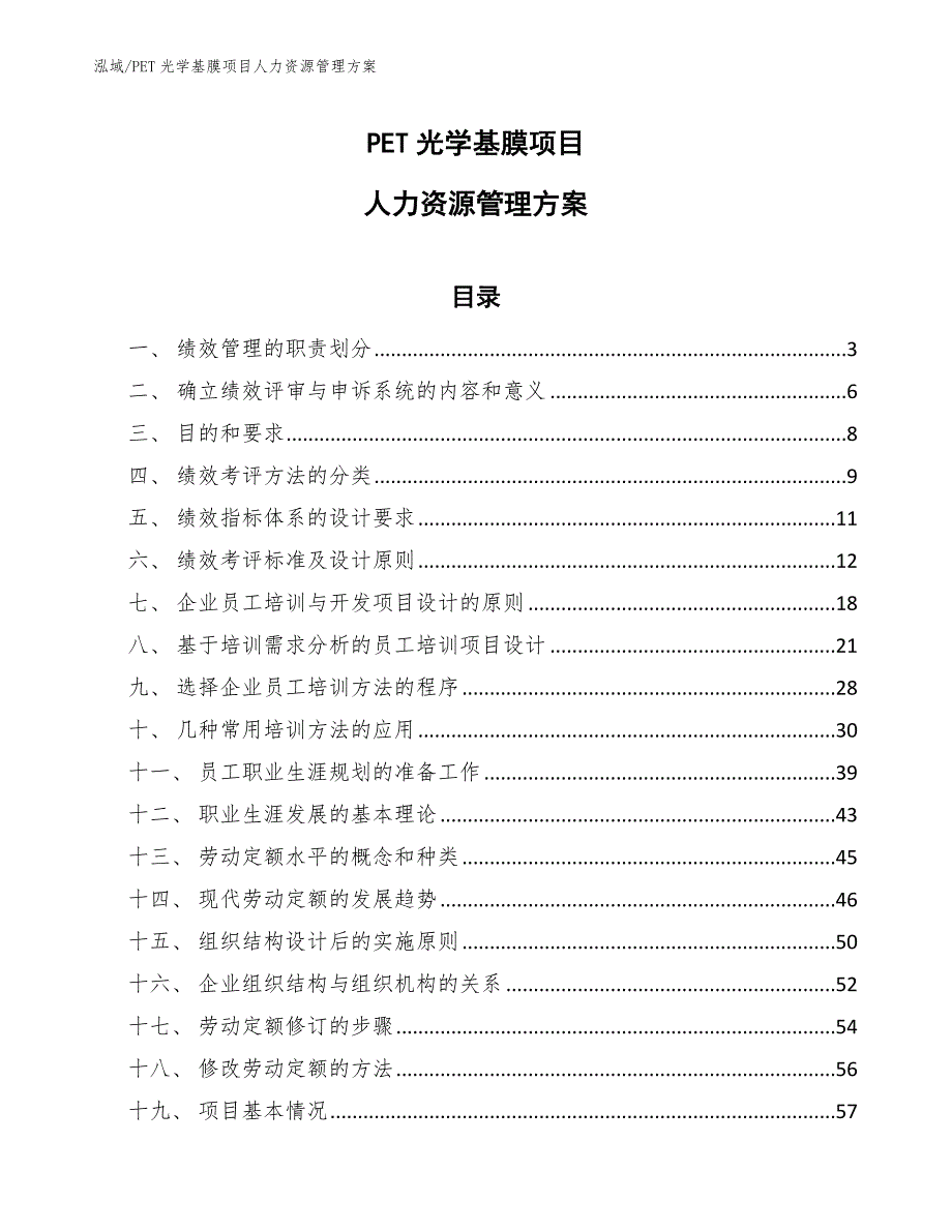 PET光学基膜项目人力资源管理方案_参考_第1页