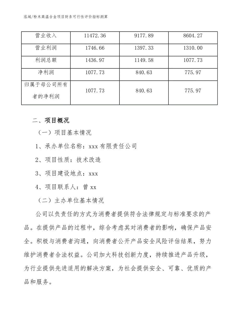 粉末高温合金项目财务可行性评价指标测算_第5页