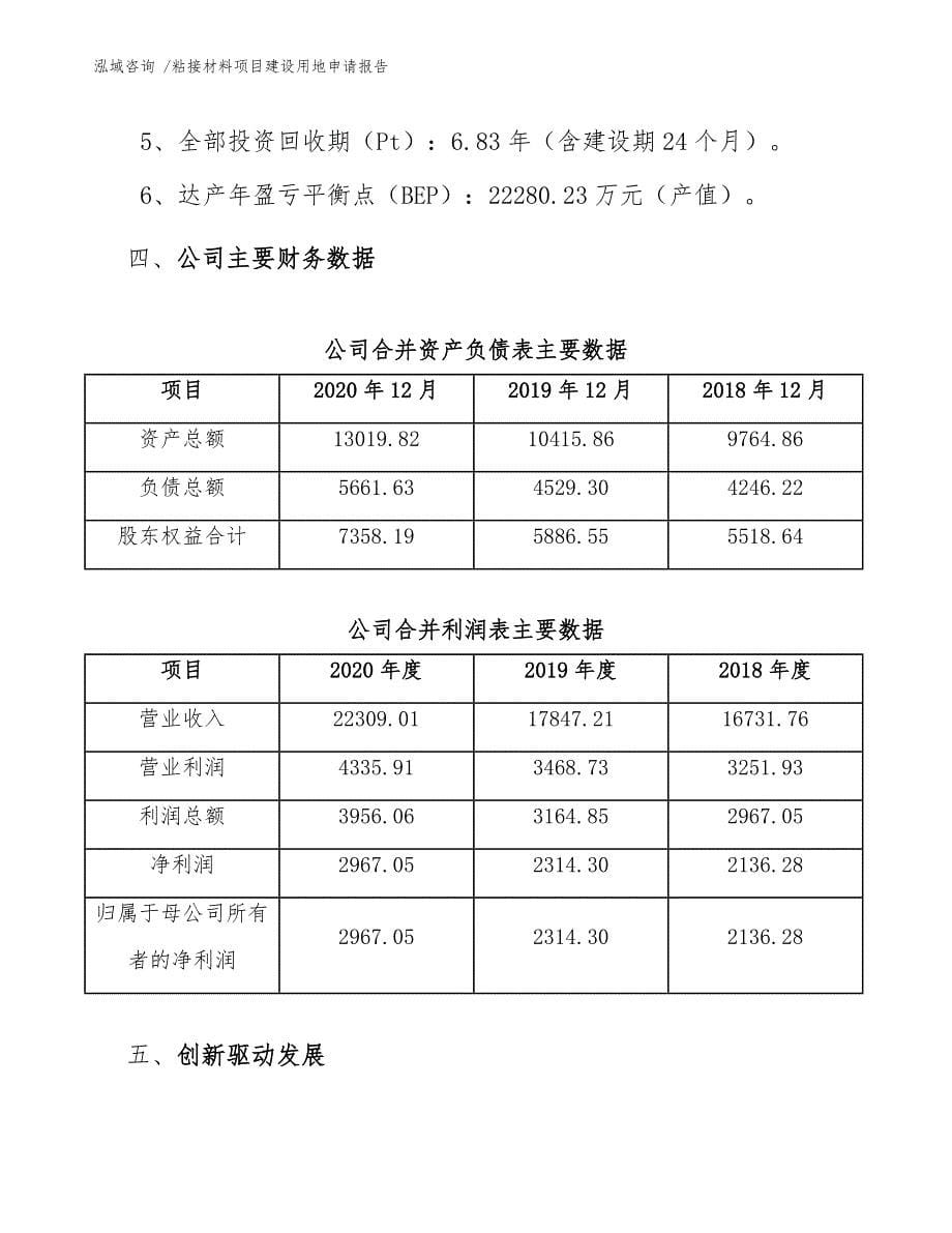 粘接材料项目建设用地申请报告【模板范本】_第5页