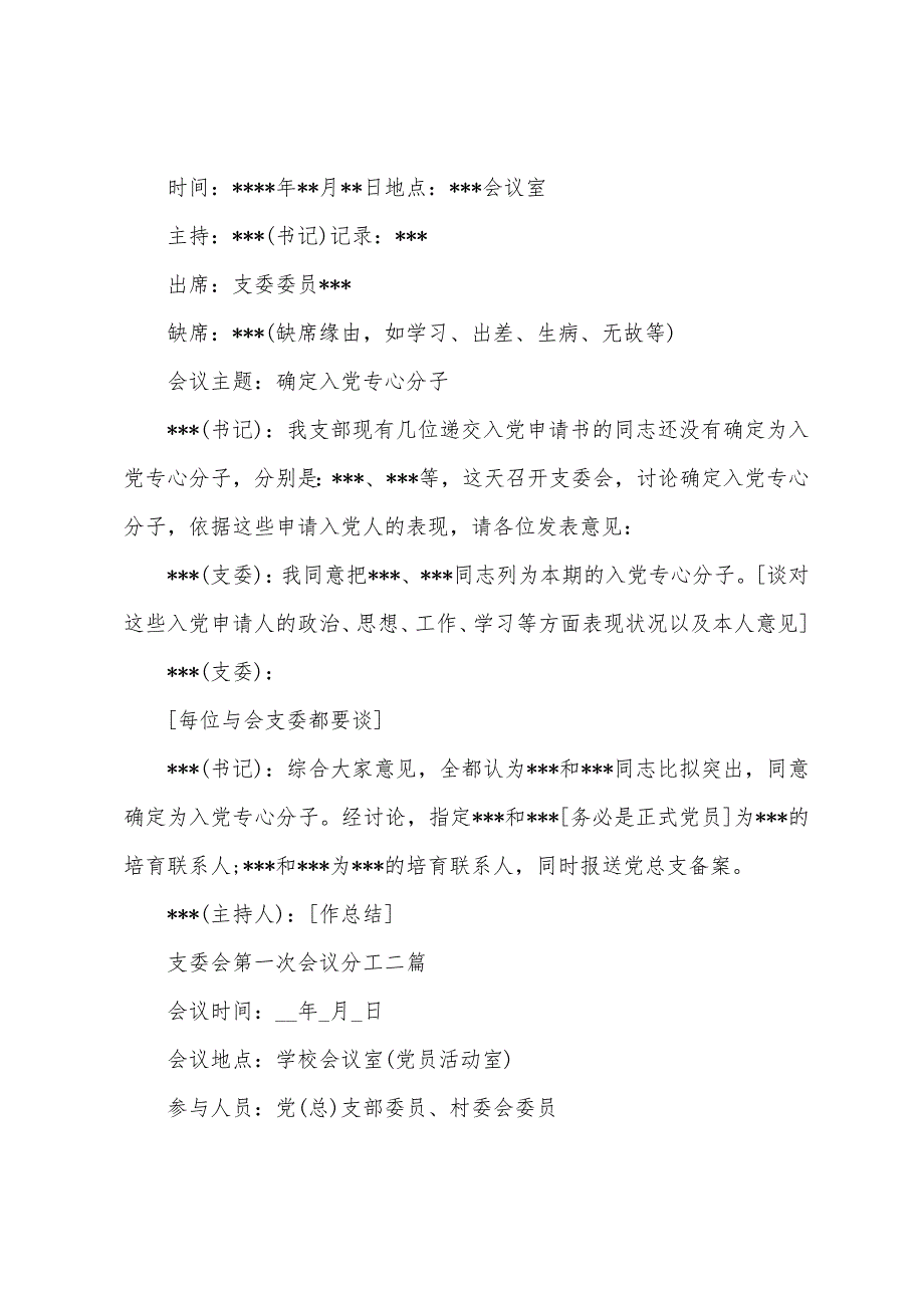 支委会第一次会议分工三篇_第2页