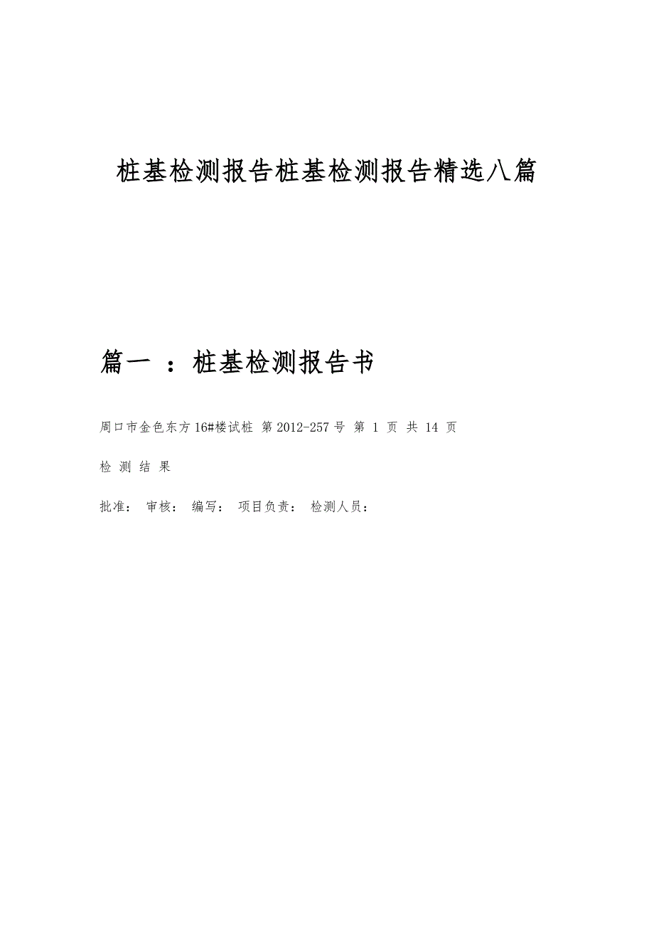 桩基检测报告桩基检测报告精选八篇_第1页