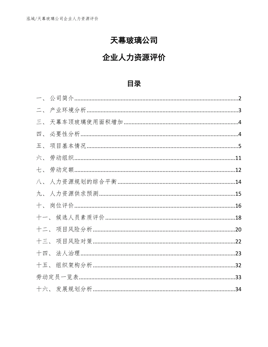 天幕玻璃公司企业人力资源评价【参考】_第1页