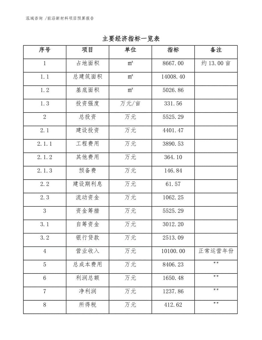 前沿新材料项目预算报告-参考模板_第5页