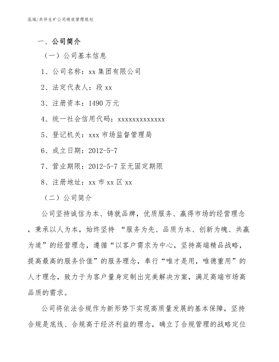 共伴生矿公司绩效管理规划【参考】_第2页