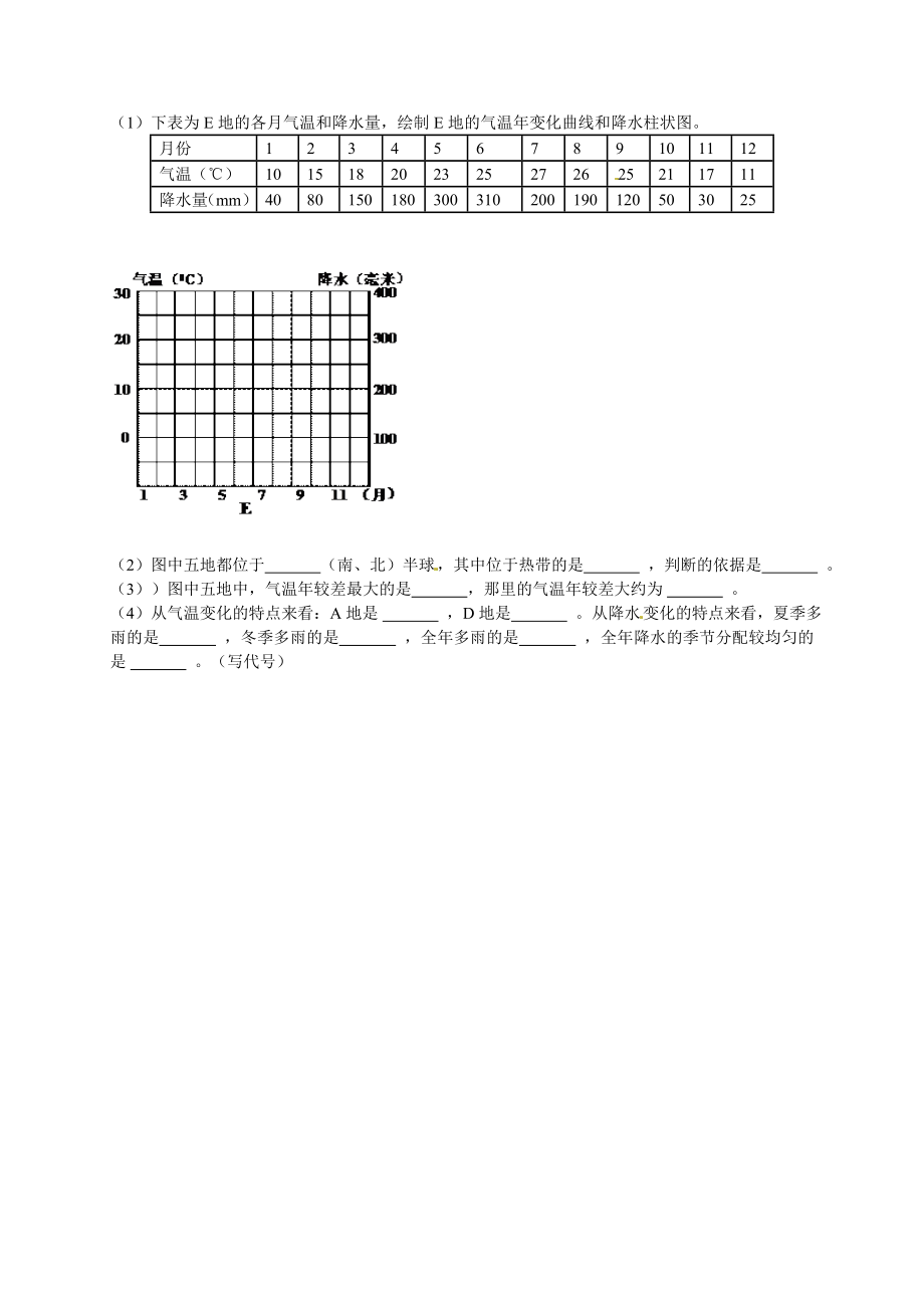 2019-2020学年七年级地理上册-3.3-天气与气候练习题-中图版_第2页