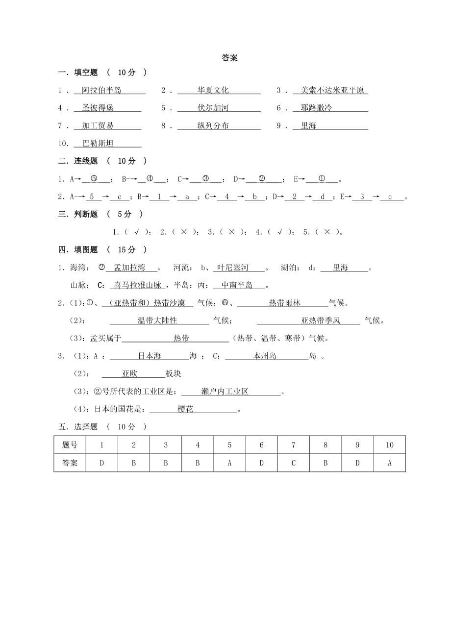 2019-2020学年七年级地理上学期11月练习试题_第5页