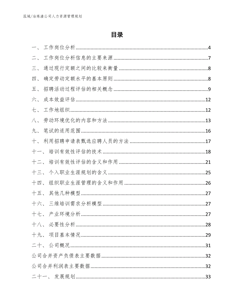 冶炼渣公司人力资源管理规划（参考）_第2页