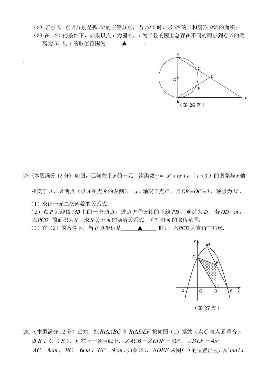 2019届中考数学网络阅卷适应性测试-试题_第5页