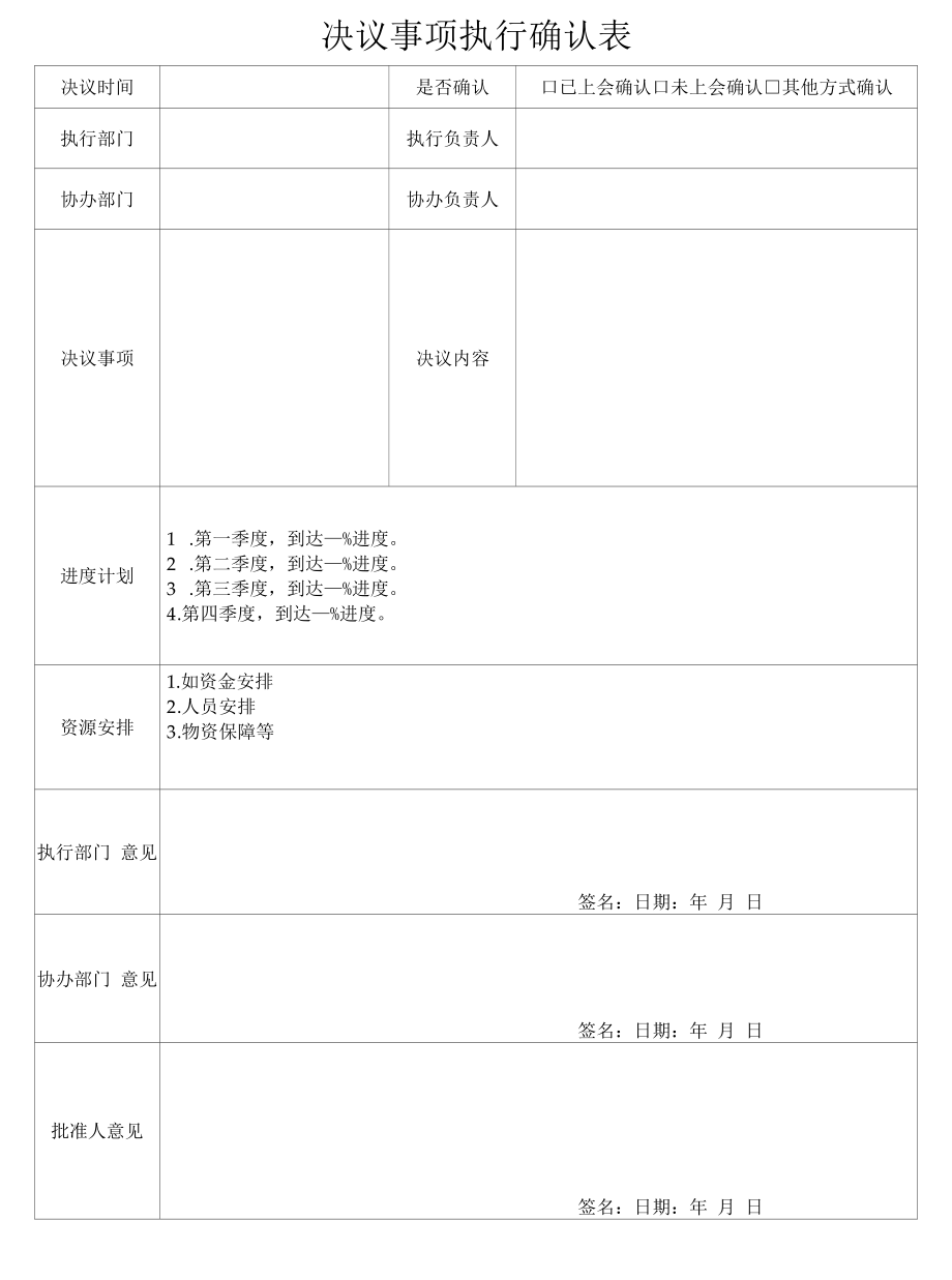 决议事项执行确认表_第1页