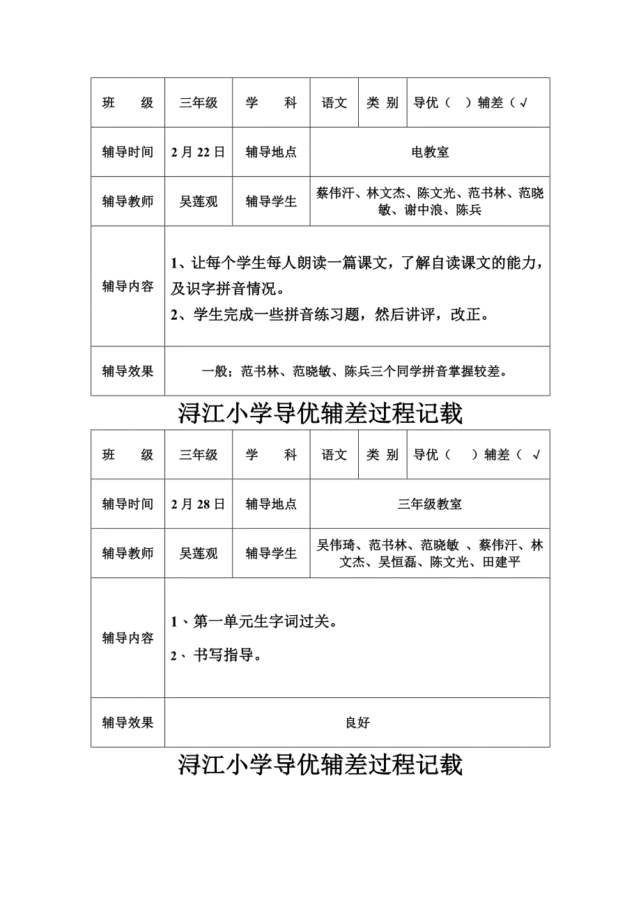 三年级导优辅差过程记载_第2页