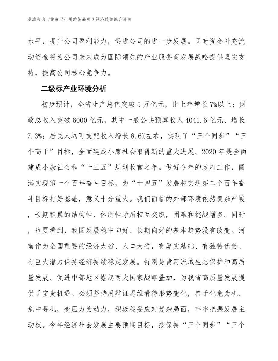 健康卫生用纺织品项目经济效益综合评价_第5页