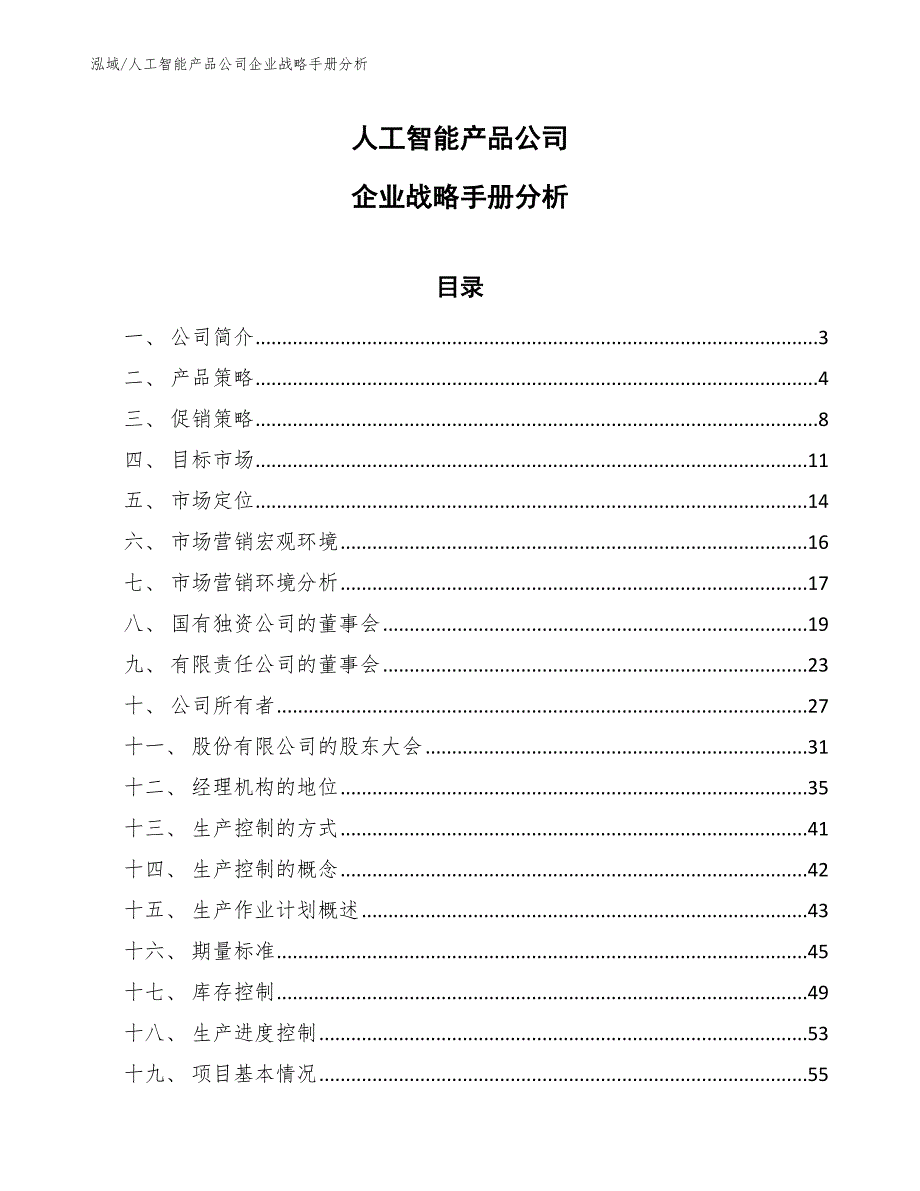 人工智能产品公司企业战略手册分析_范文_第1页